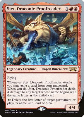 Stet, Draconic Proofreader card from Unsanctioned