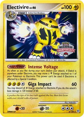 Electivire - 3/130 (Regional Championships) card from League & Championship Cards