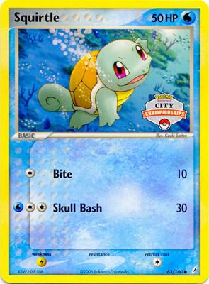 Squirtle - 63/100 (City Championships) card from League & Championship Cards