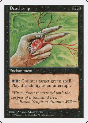 Deathgrip card from Fifth Edition