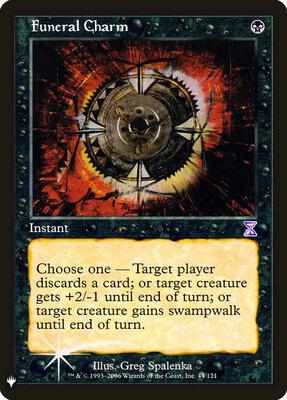 Funeral Charm card from The List Reprints