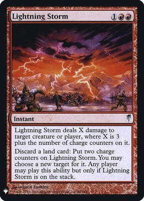 Lightning Storm card from The List Reprints