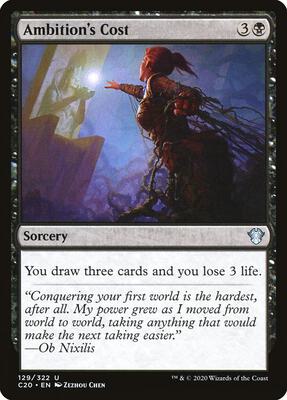 Ambition's Cost card from Commander 2020