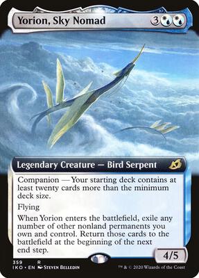 Yorion, Sky Nomad (Extended Art) card from Ikoria: Lair of Behemoths