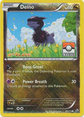 Deino - 97/113 (Pokemon League) [4th Place] card from League & Championship Cards
