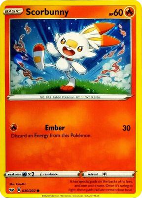Scorbunny - 030/202 (Cosmos Holo) card from Blister Exclusives
