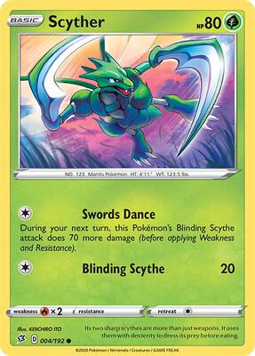 Scyther card from SWSH02: Rebel Clash