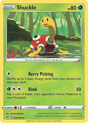 Shuckle card from SWSH02: Rebel Clash