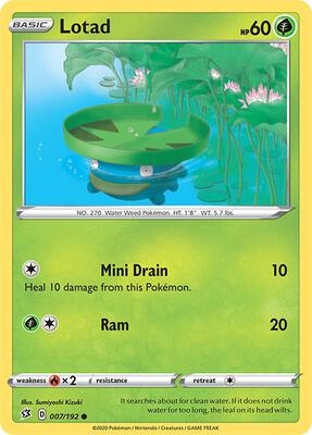 Lotad card from SWSH02: Rebel Clash