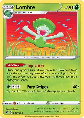 Lombre card from SWSH02: Rebel Clash