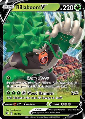 Rillaboom V card from SWSH02: Rebel Clash