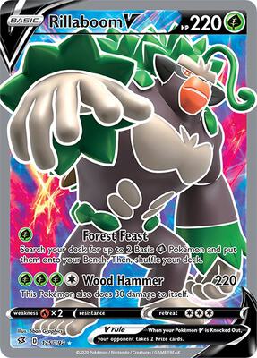 Rillaboom V (Full Art) card from SWSH02: Rebel Clash