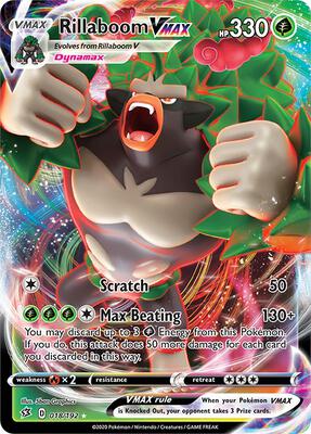 Rillaboom VMAX card from SWSH02: Rebel Clash