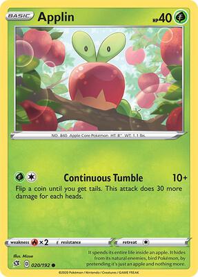 Applin (20) card from SWSH02: Rebel Clash