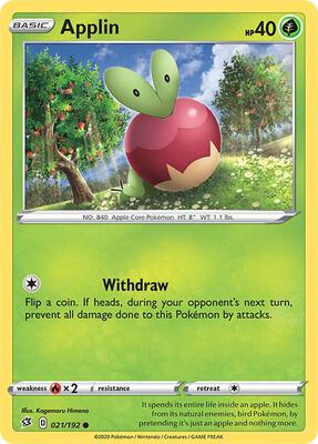 Applin (21) card from SWSH02: Rebel Clash