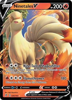 Ninetales V card from SWSH02: Rebel Clash