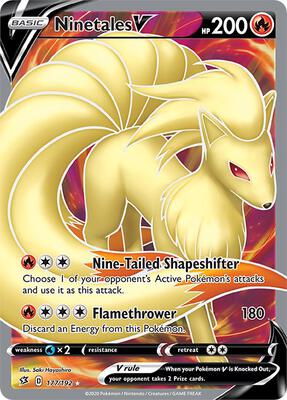 Ninetales V (Full Art) card from SWSH02: Rebel Clash