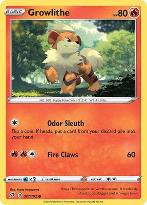 Growlithe card from SWSH02: Rebel Clash