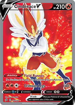 Cinderace V (Full Art) card from SWSH02: Rebel Clash
