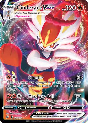 Cinderace VMAX card from SWSH02: Rebel Clash