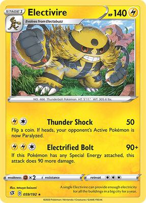 Electivire card from SWSH02: Rebel Clash