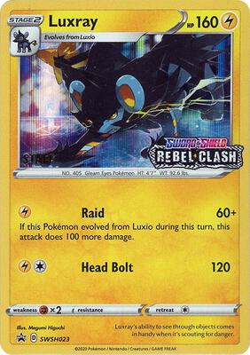 Luxray - SWSH023 (Prerelease) [Staff] card from SWSH: Sword & Shield Promo Cards