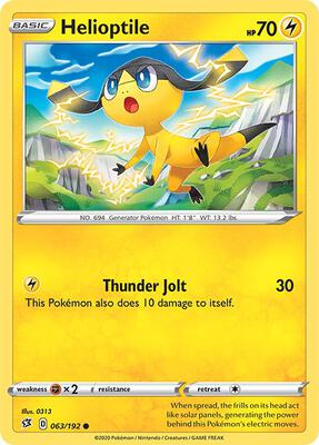 Helioptile card from SWSH02: Rebel Clash