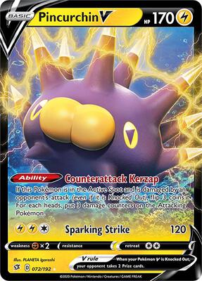 Pincurchin V card from SWSH02: Rebel Clash