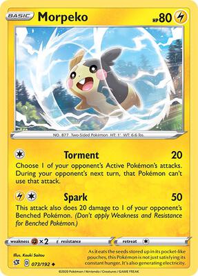 Morpeko card from SWSH02: Rebel Clash