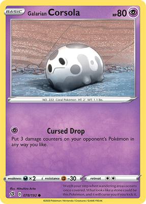 Galarian Corsola card from SWSH02: Rebel Clash