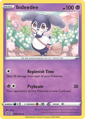 Indeedee card from SWSH02: Rebel Clash