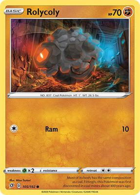 Rolycoly card from SWSH02: Rebel Clash