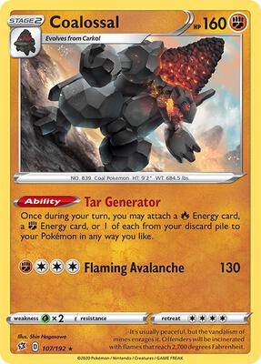 Coalossal card from SWSH02: Rebel Clash