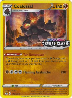 Coalossal - SWSH024 (Prerelease) card from SWSH: Sword & Shield Promo Cards