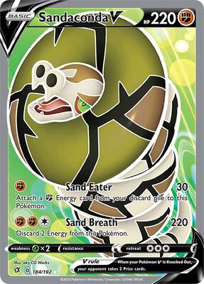 Sandaconda V (Full Art) card from SWSH02: Rebel Clash