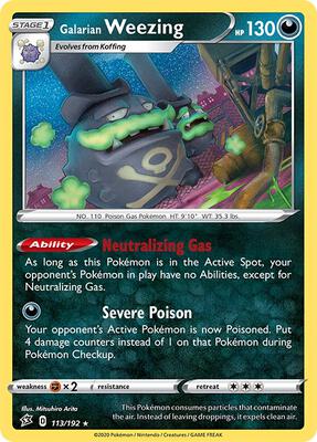 Galarian Weezing card from SWSH02: Rebel Clash