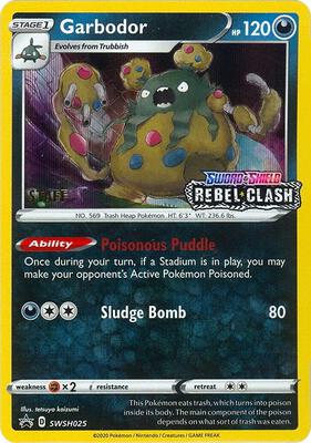 Garbodor - SWSH025 (Prerelease) [Staff] card from SWSH: Sword & Shield Promo Cards