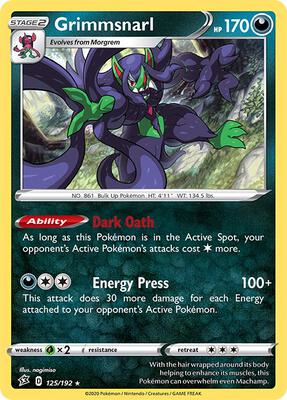 Grimmsnarl card from SWSH02: Rebel Clash