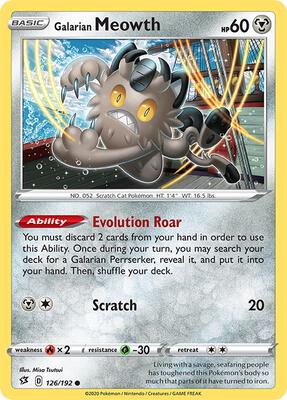 Galarian Meowth card from SWSH02: Rebel Clash