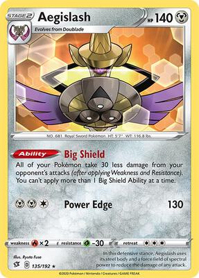 Aegislash card from SWSH02: Rebel Clash