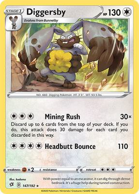 Diggersby card from SWSH02: Rebel Clash