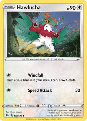 Hawlucha card from SWSH02: Rebel Clash