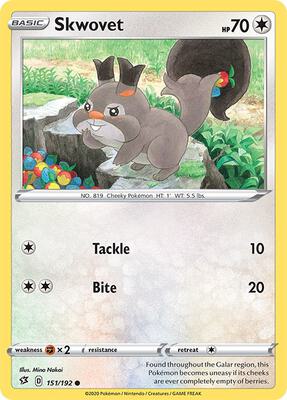 Skwovet card from SWSH02: Rebel Clash