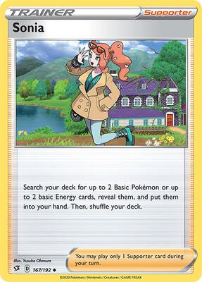 Sonia card from SWSH02: Rebel Clash