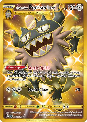 Galarian Perrserker (Secret) card from SWSH02: Rebel Clash