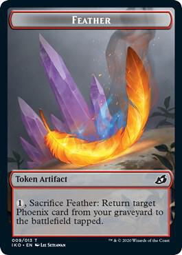 Feather // Human Soldier (003) Double-Sided Token card from Ikoria: Lair of Behemoths