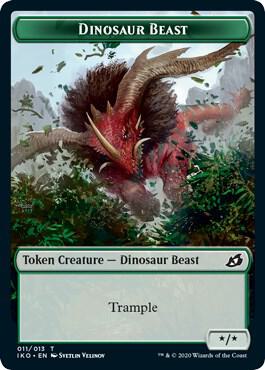 Dinosaur Beast // Human Soldier (004) Double-Sided Token card from Ikoria: Lair of Behemoths