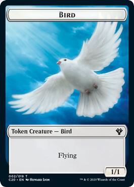 Bird // Dinosaur Cat Double-Sided Token card from Commander 2020