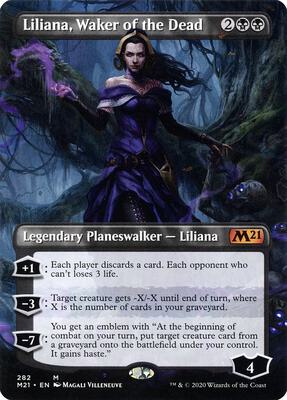 Liliana, Waker of the Dead (Borderless) card from Core Set 2021