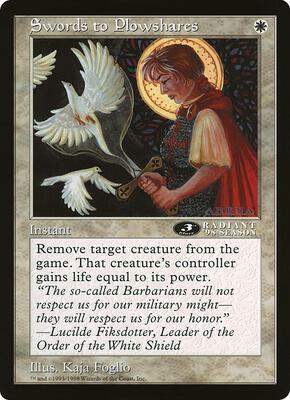 Swords to Plowshares (3rd Place) (Arena League) card from Oversize Cards